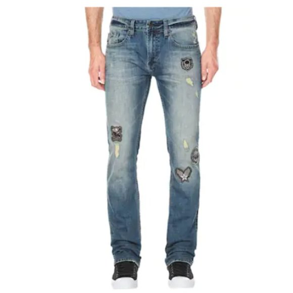 Buffalo David Bitton Evan-X Slim Straight Denim Blue Jeans Men's 33W x 32L